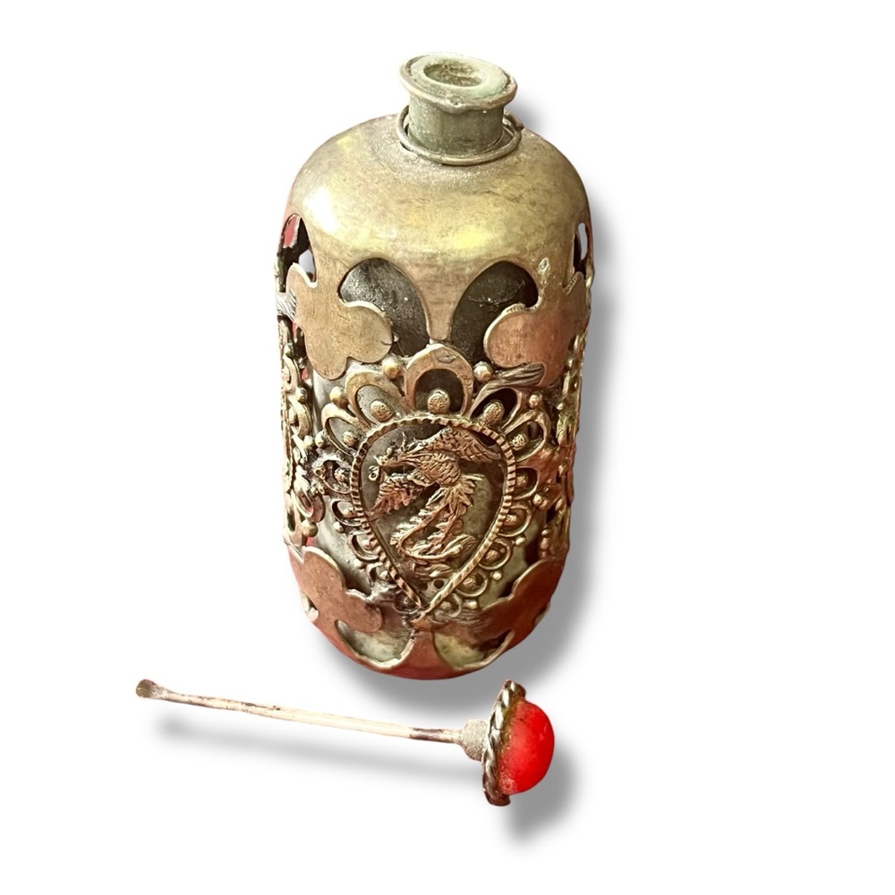 Chinese Silver Metal Over Hardstone Snuff Bottle